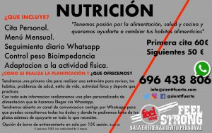 Plan de Nutricion Feel Strong Sala de entrenamiento personal Sienttfuerte en Navalcarnero Madrid